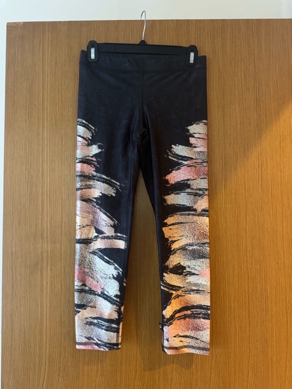 Terez Black Leggings with Multicolor Brush Strokes